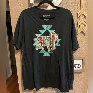 Rowdy Crowd Clothing Black Serape Pig Aztec Graphic Women’s T-Shirt Size 2X